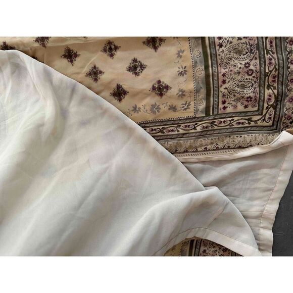 Vintage Liz Claiborne Collection Beige Patterned Silk Straight Skirt Size 14 - Picture 3 of 6